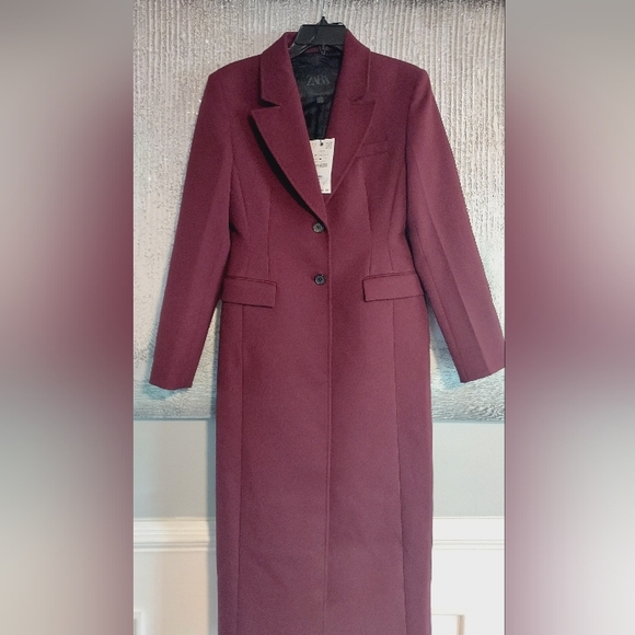 Zara Burgundy Trench Coat - Picture 8 of 13